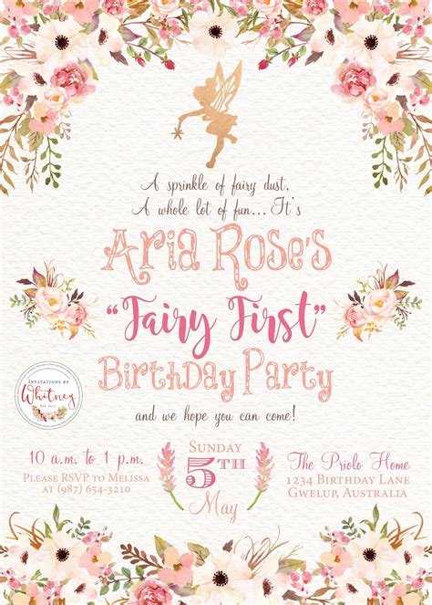 fairy birthday party invitations|fairytale theme first birthday invitation.